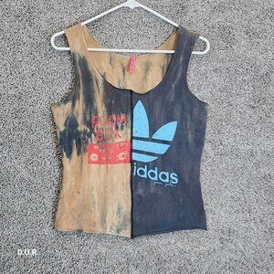 Vintage Joomi Joolz Medium Boom Box Trefoil‎ Tank Top Tie Dye Rhinestones Y2K